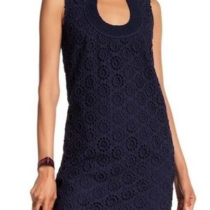 Navy eyelet scoop neck Trina Turk Dress
